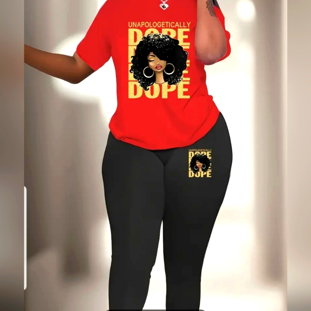 Plus Size  2 piece  logo "Unapologetically Dope" set